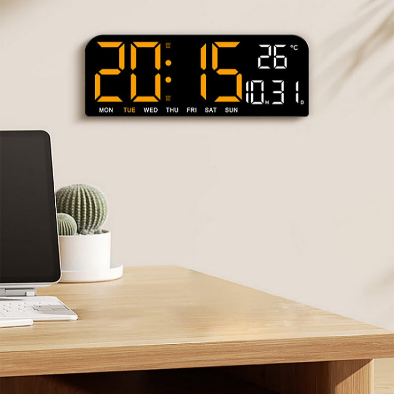 Reloj de pared digital LED de 9 pulgadas: hora, alarmas y funciones adicionales