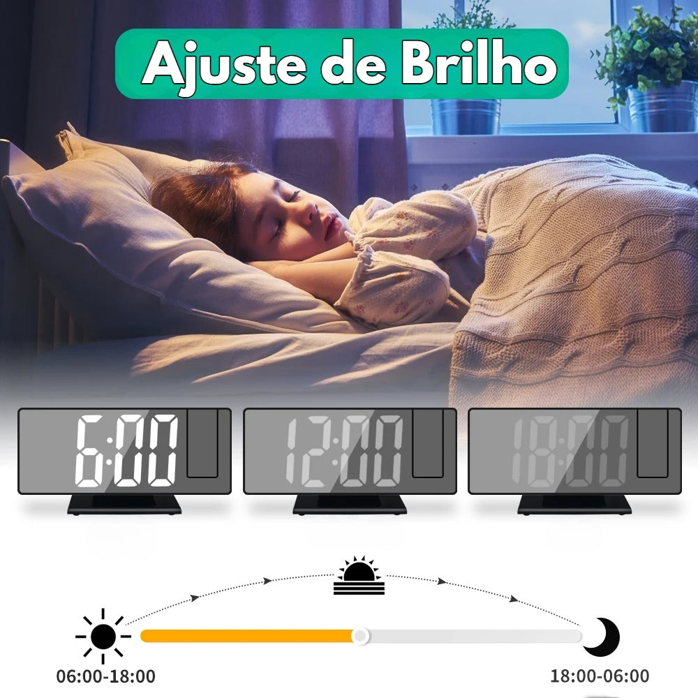 Despertador Digital LED - USB com Projeção 180°