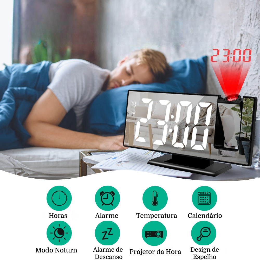 Despertador Digital LED - USB com Projeção 180°