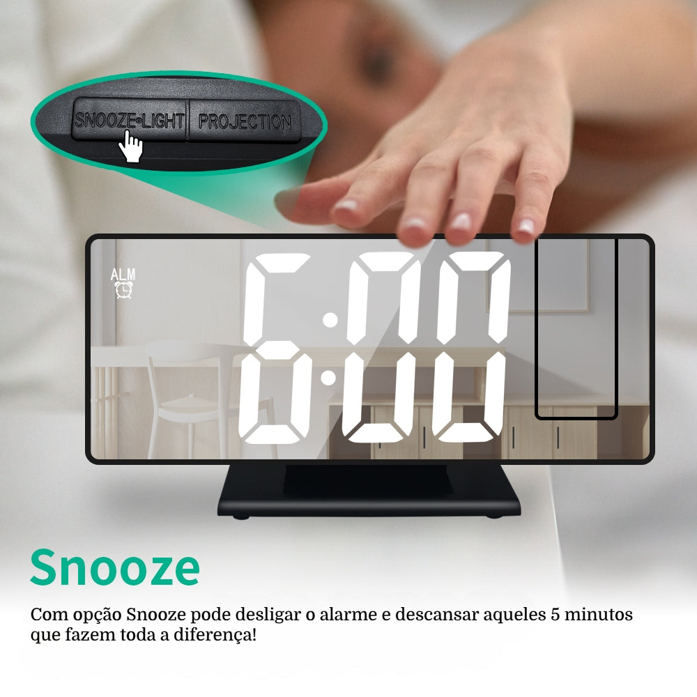 Despertador Digital LED - USB com Projeção 180°