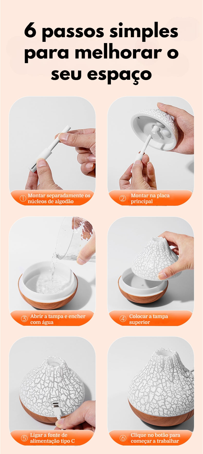 Humidificador de aire Volcano - Purificador de aire USB