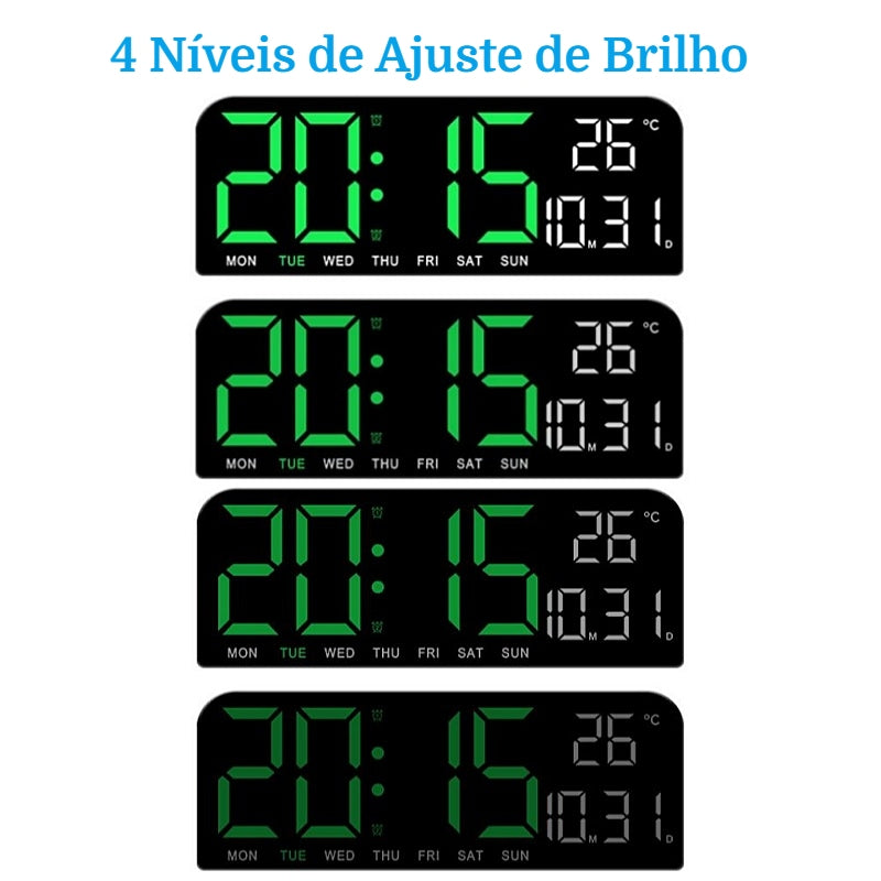 Reloj de pared digital LED de 9 pulgadas: hora, alarmas y funciones adicionales
