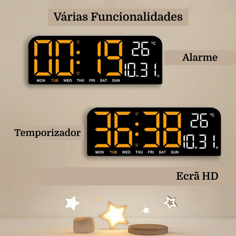 Reloj de pared digital LED de 9 pulgadas: hora, alarmas y funciones adicionales