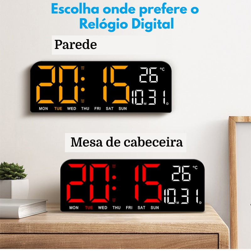Reloj de pared digital LED de 9 pulgadas: hora, alarmas y funciones adicionales